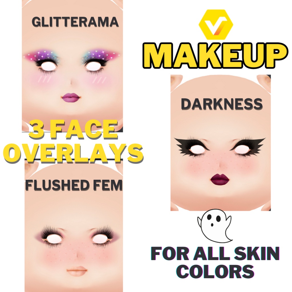  VRoid Makeup - Face Skin Make up  with eyelashes,  lipstick and blush 
