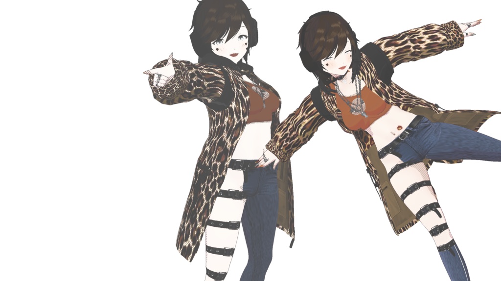 【ジーンズ】VRoid Jeans - Jean Pants Ripped with Straps (Leathery)