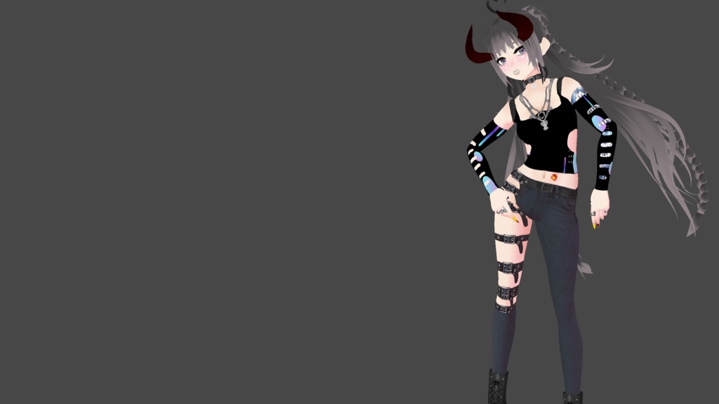 【ジーンズ】VRoid Jeans - Jean Pants Ripped with Straps (Leathery)