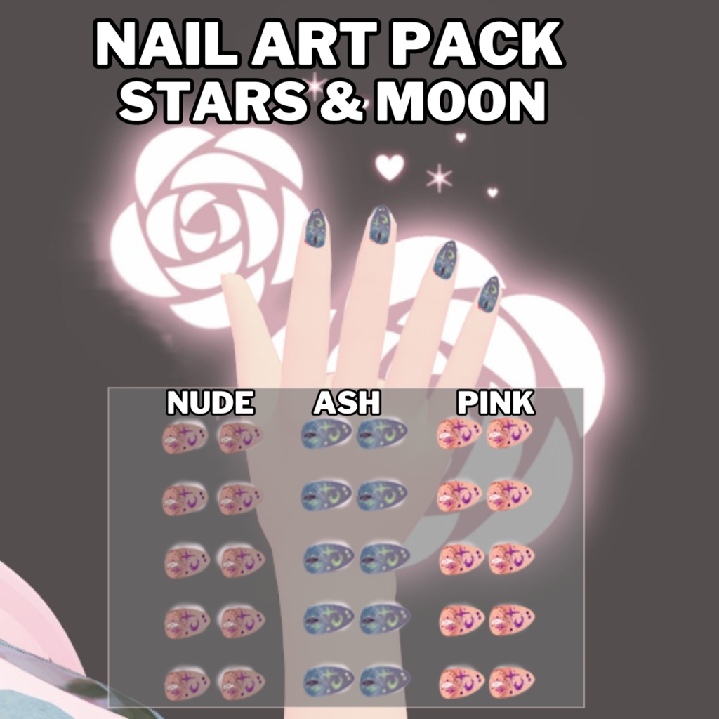 VRoid Nails - Nails Nail Polish (Stars Moons) 3 Colors