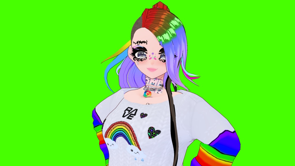 VRoid Hoodie Rainbow Rave Hoodie