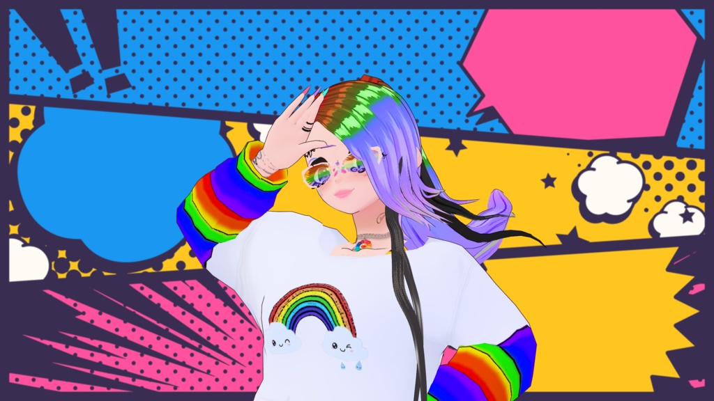 VRoid Hoodie Rainbow Rave Hoodie