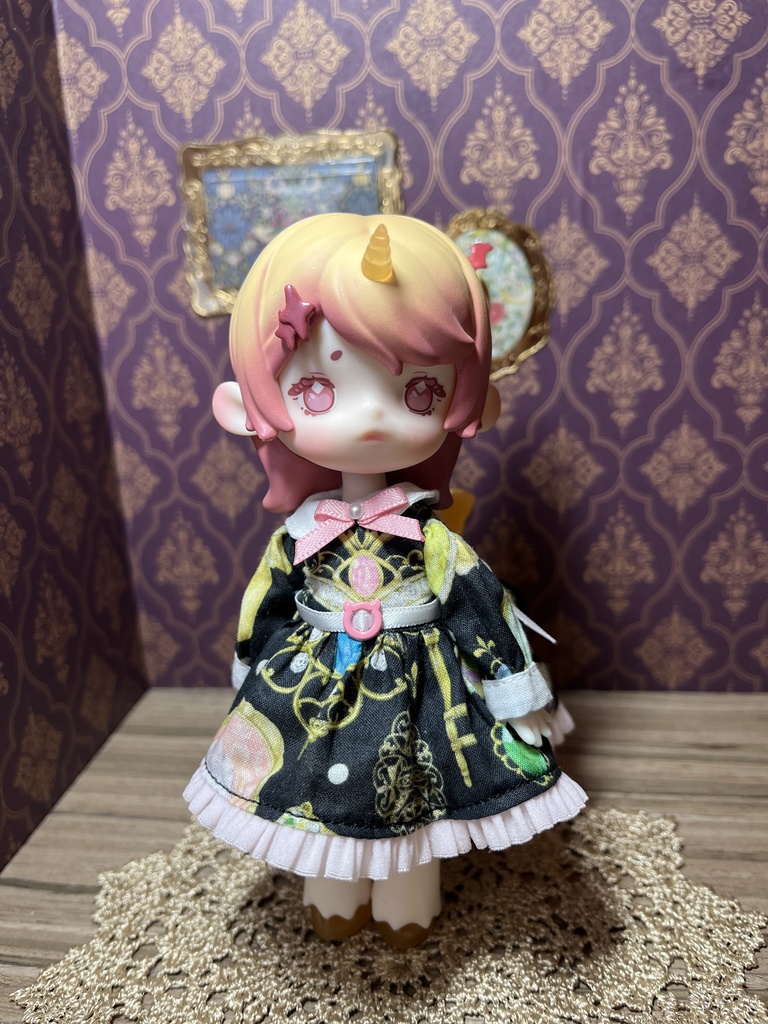 ジュエルワンピース黒※胸元猫バージョン