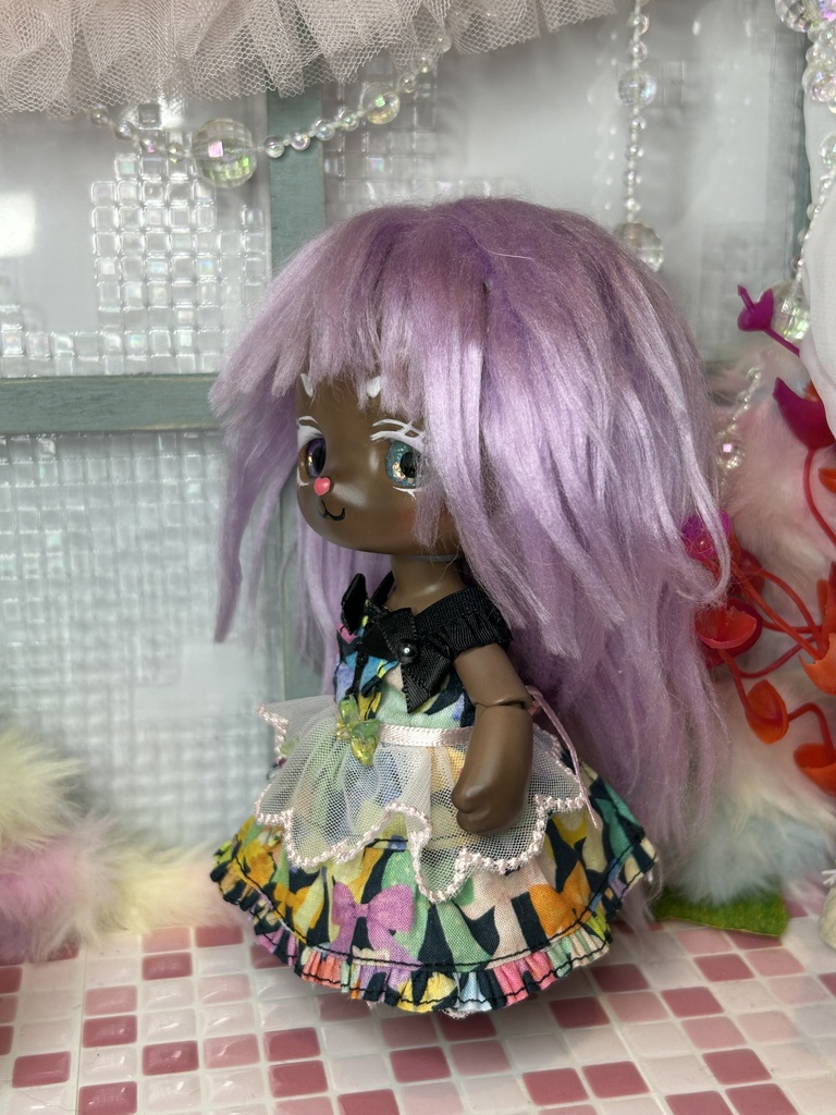 リボンいっぱいエプロンワンピース(綿綿)