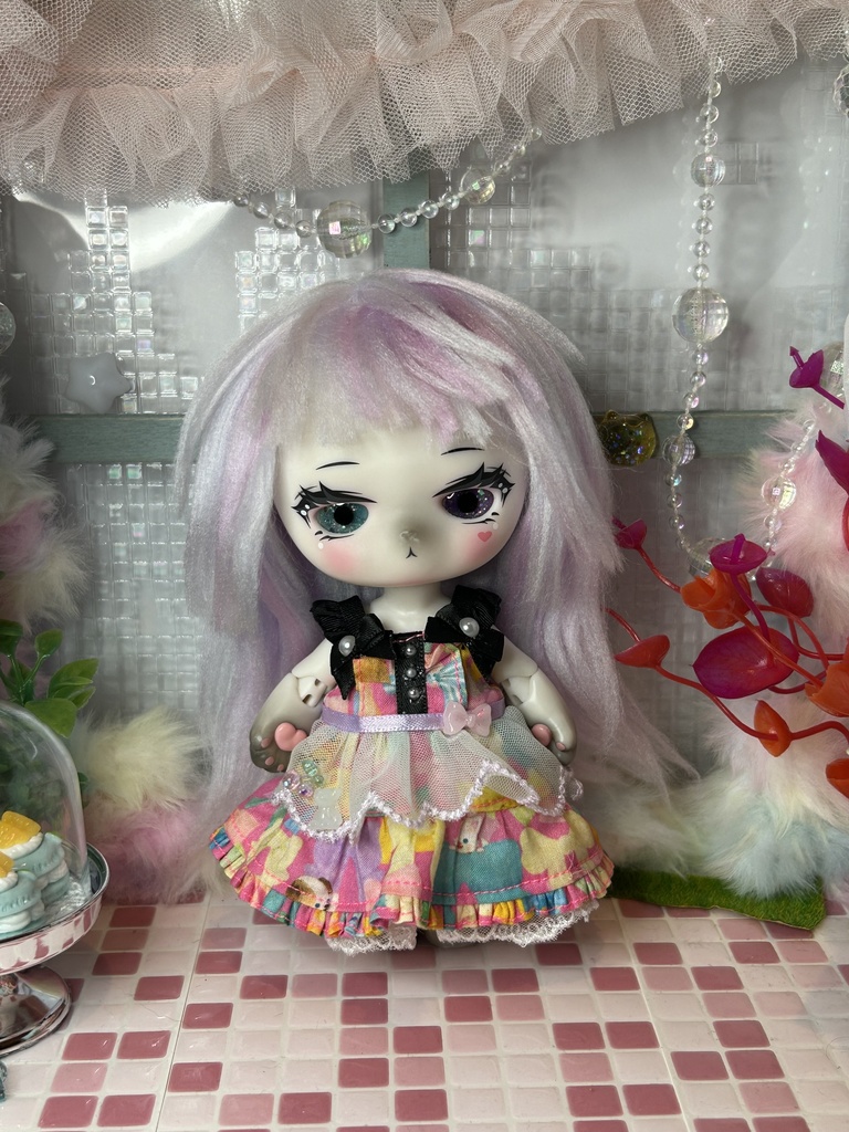 リボンいっぱいエプロンワンピース(綿綿)