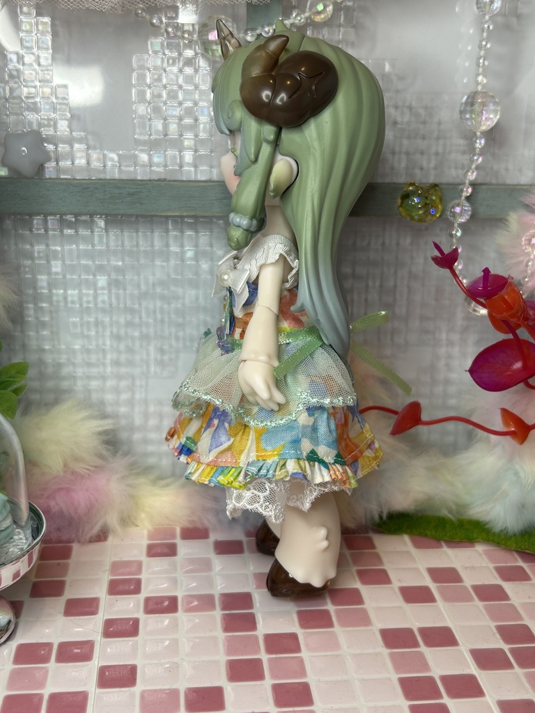 リボンいっぱいエプロンワンピース(綿綿)