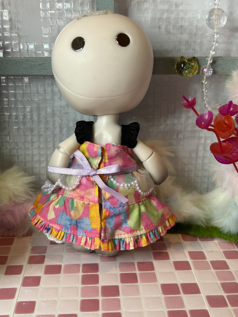 リボンいっぱいエプロンワンピース(綿綿)