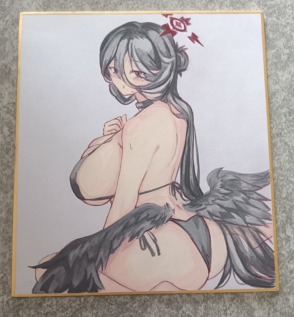 ブルーアーカイブ　ハスミ　イラスト色紙