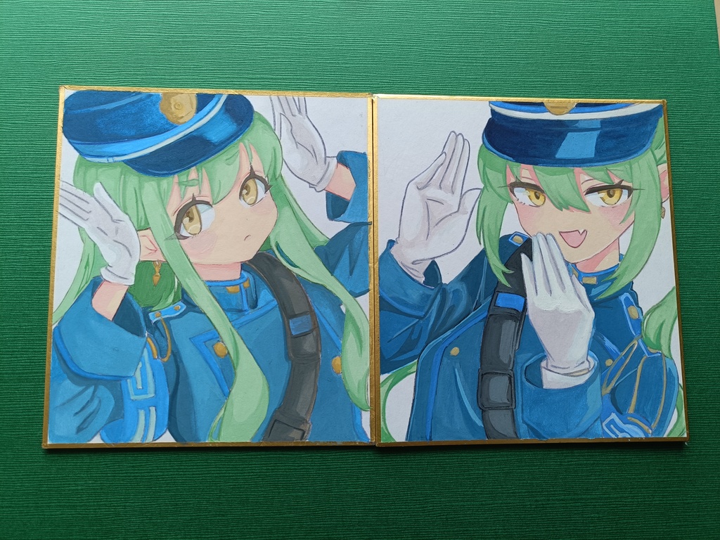 ブルーアーカイブ　シュポガキ　手描き色紙