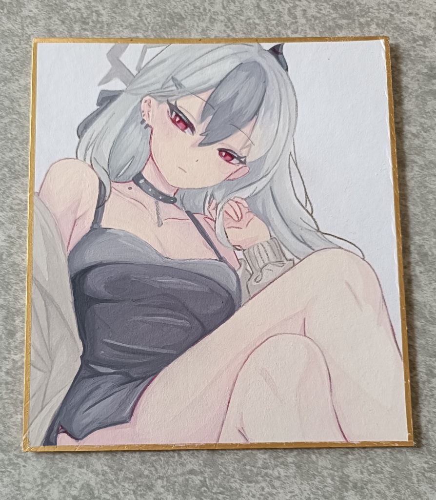 ブルーアーカイブ　鬼方カヨコ　手描き色紙