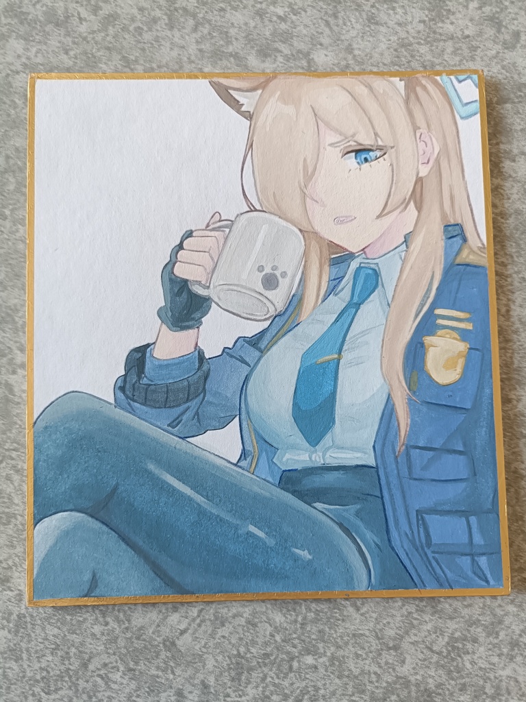 ブルーアーカイブ　尾刃カンナ　手描き色紙