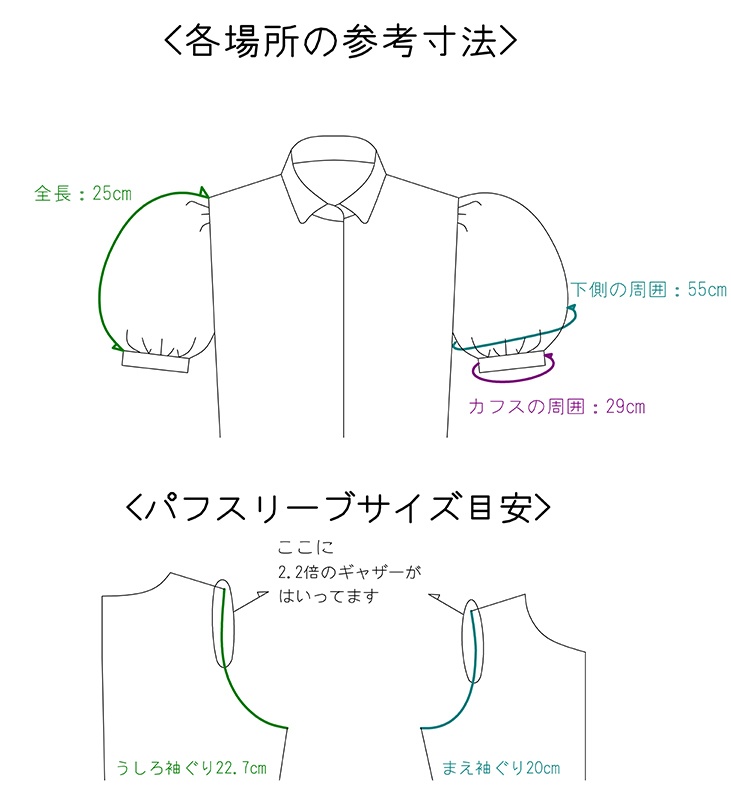 球型パフスリーブの型紙