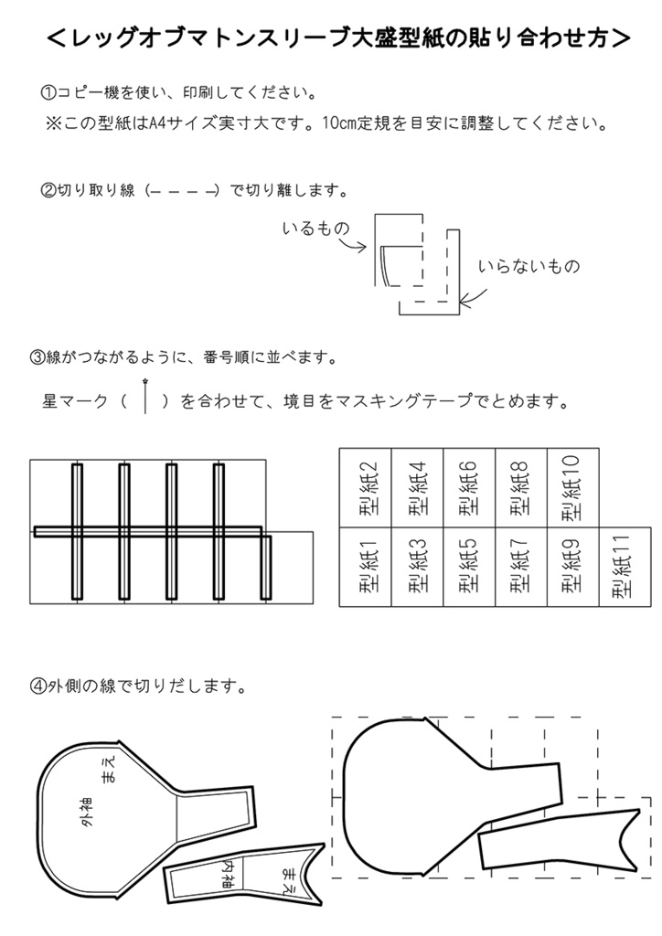レッグオブマトンスリーブ大の型紙