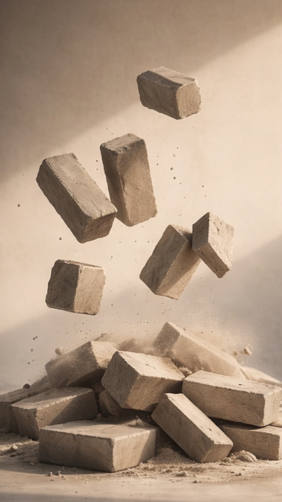 静かな崩壊ブロック|縦型ショート動画用背景 Silent Block Collapse|Vertical Background Image Set