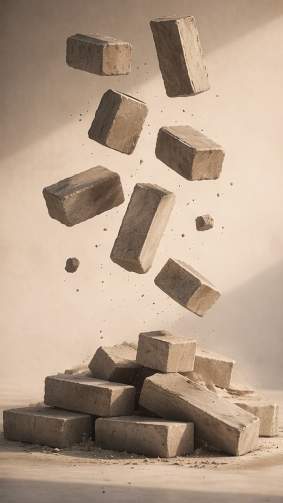 静かな崩壊ブロック|縦型ショート動画用背景 Silent Block Collapse|Vertical Background Image Set