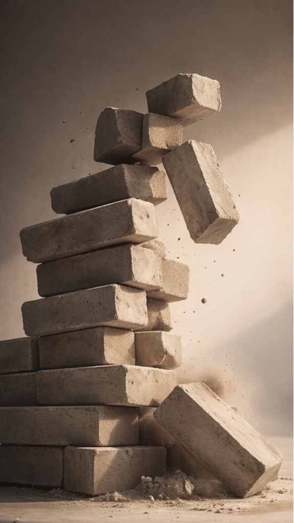 静かな崩壊ブロック｜縦型ショート動画用背景　Silent Block Collapse｜Vertical Background Image Set