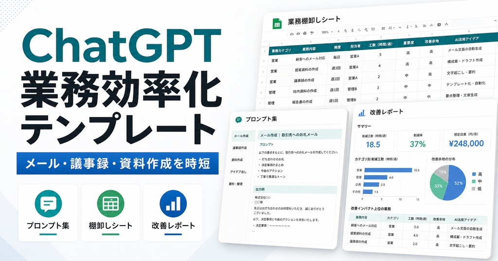ChatGPT業務効率化テンプレート｜メール・議事録・資料作成を時短