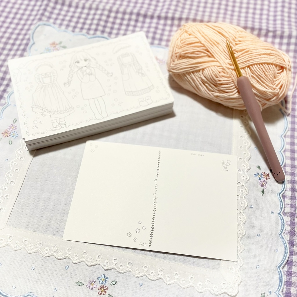 メイドさんのぬりえ絵はがき