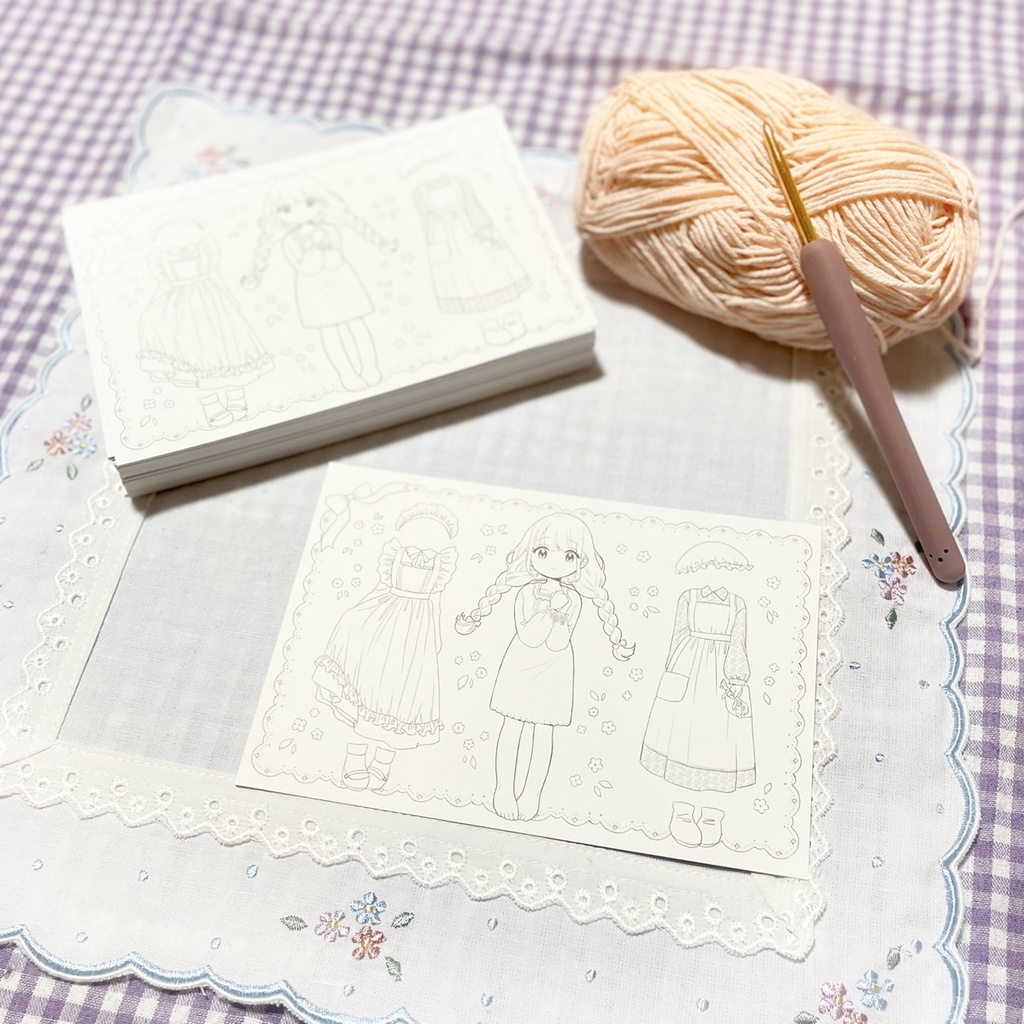 メイドさんのぬりえ絵はがき