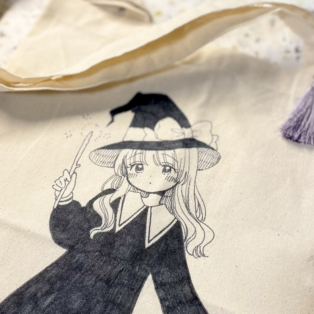 【直筆】イラスト入りA4フラットトートBAG🌟魔女