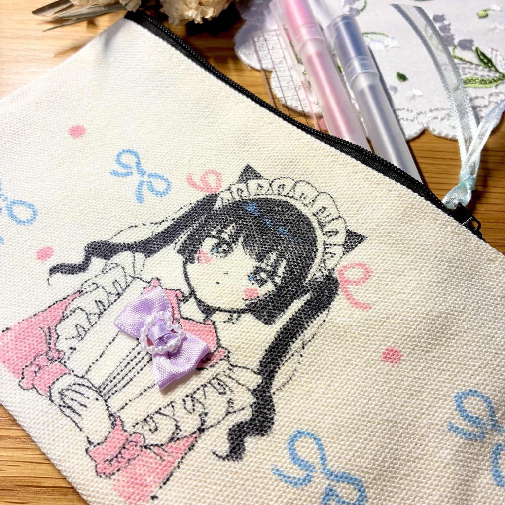 【直筆】コットンキャンバスポーチ🎀地雷メイドちゃん