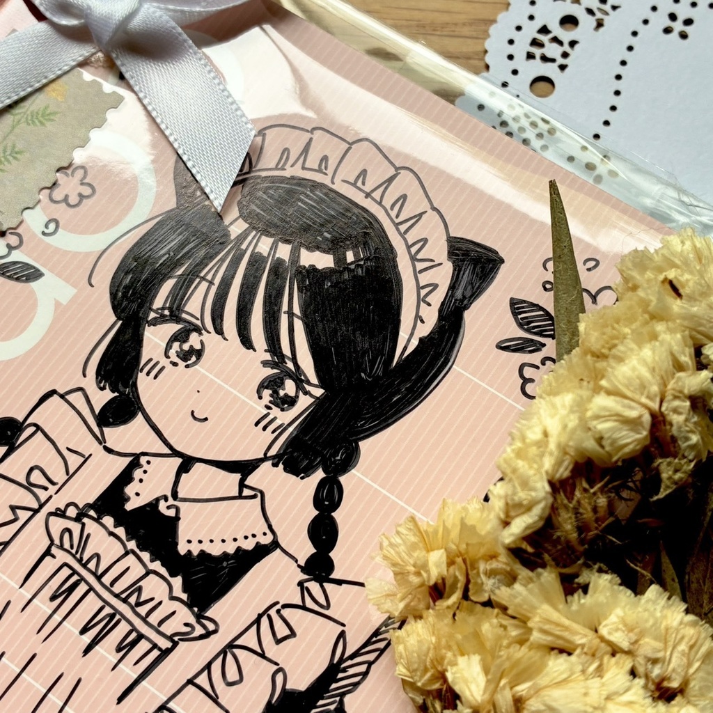 【直筆】A6サイズミニノート🌟ネコミミメイドさん
