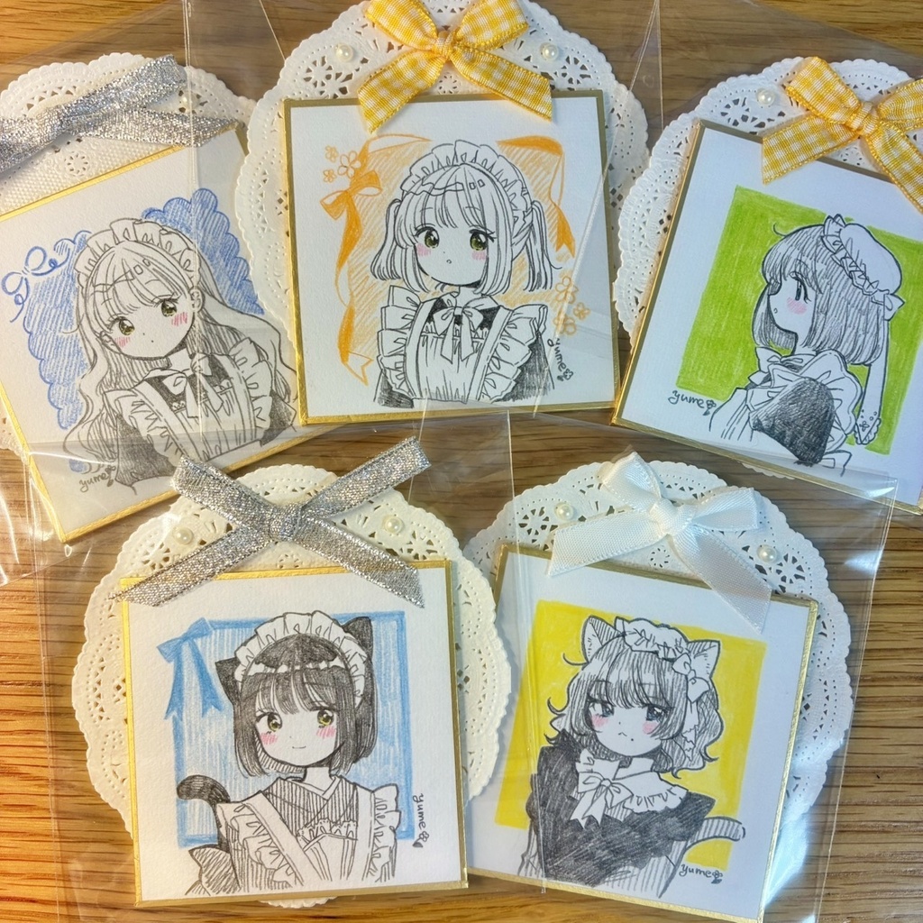 【豆色紙】メイドちゃんドローイング(1枚ずつ)