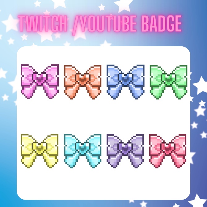 【Twitch/Youtube Badges】リボンとハートのドット絵バッジ