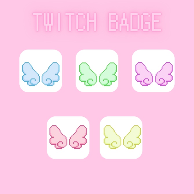 【Twitch/Youtube Badges】天使の羽根のドット絵バッジ