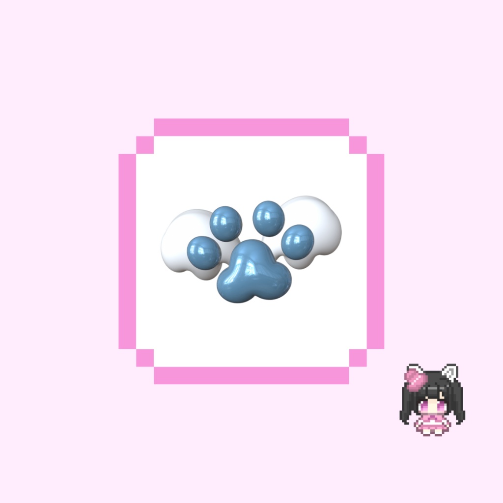 フリー素材 Twitch/YouTube対応 肉球とはねの立体サブスクバッジ メンバーシップバッジ