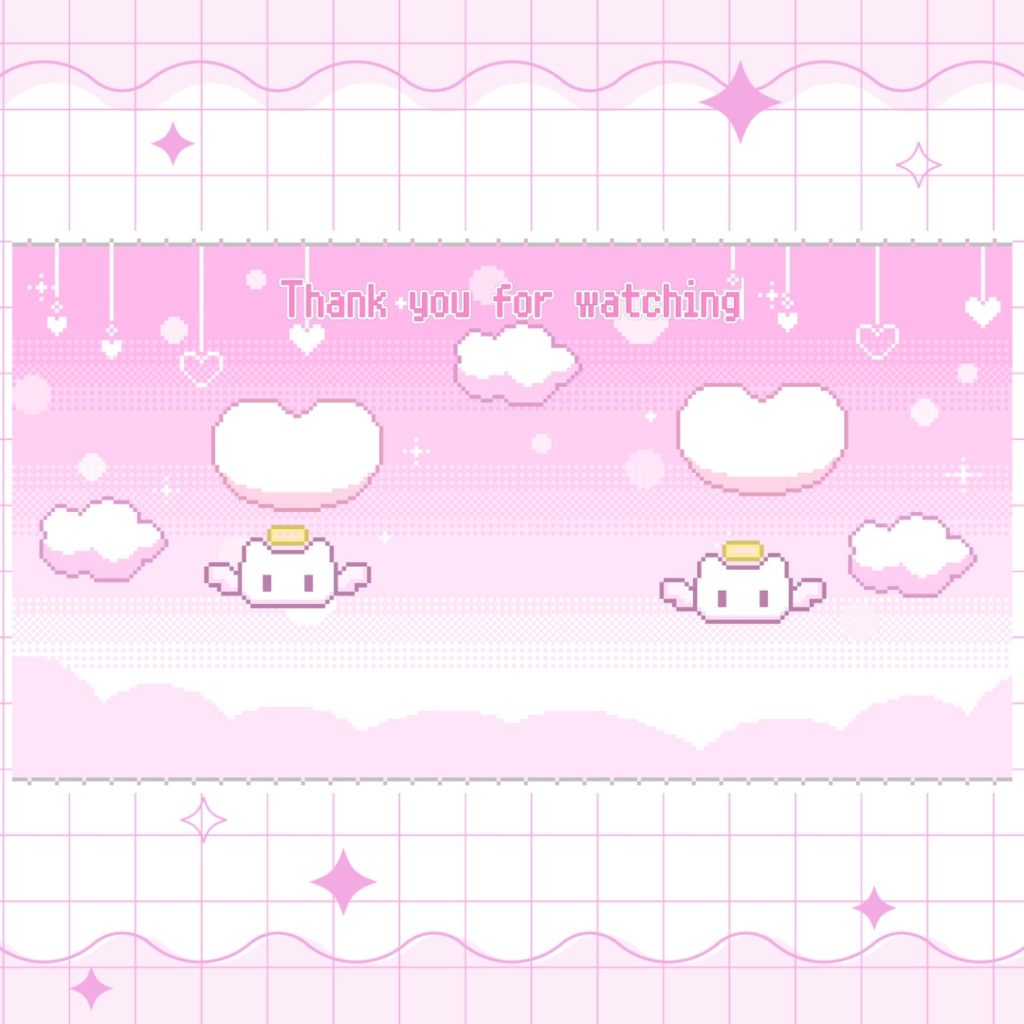 【終了画面】ねこと空のドット絵終了画面　ED画面