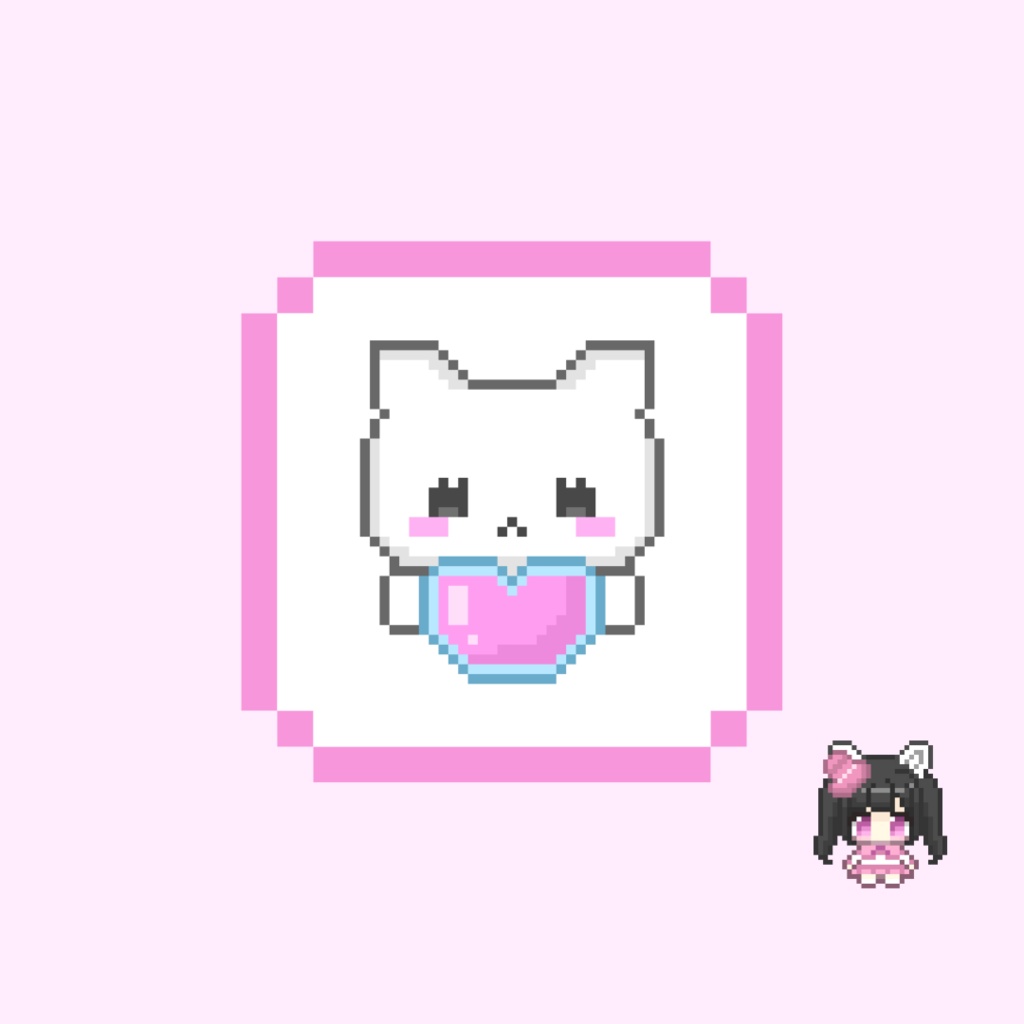 Twitch/YouTube対応 ねことハートの進化ドット絵サブスクバッジ メンバーシップバッジ