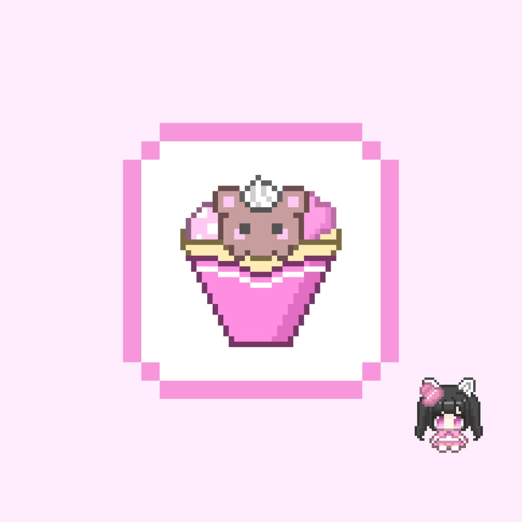 Twitch・YouTube対応 くまのクレープのドット絵サブスクバッジ メンバーシップバッジ