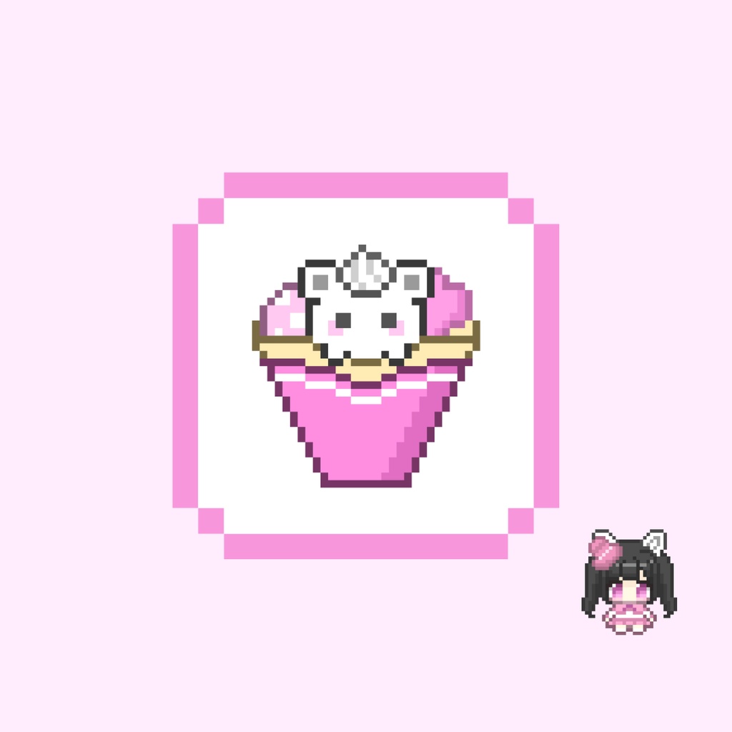 Twitch・YouTube対応 しろくまのクレープのドット絵サブスクバッジ メンバーシップバッジ