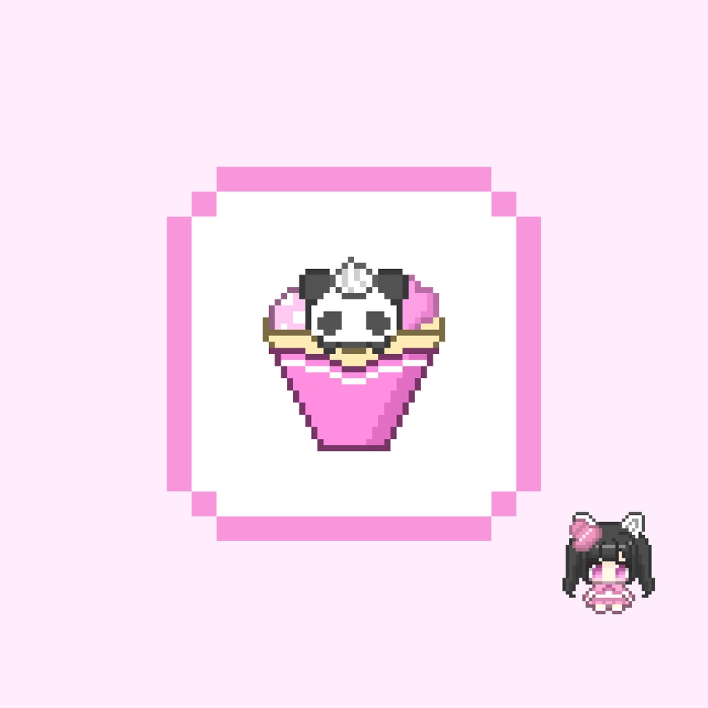 Twitch・YouTube対応 パンダのクレープのドット絵サブスクバッジ メンバーシップバッジ