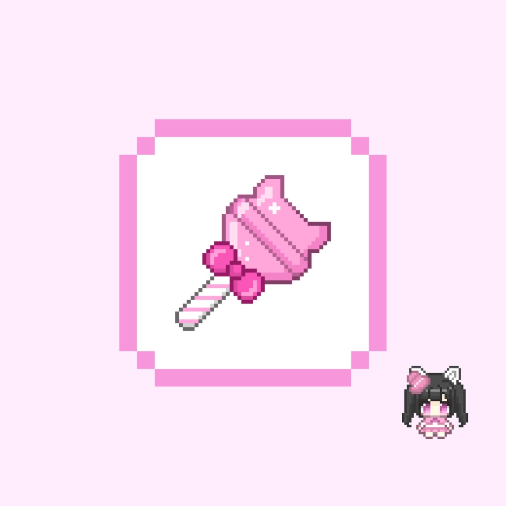 Twitch・YouTube対応 ねこがたキャンディのドット絵サブスクバッジ メンバーシップバッジ