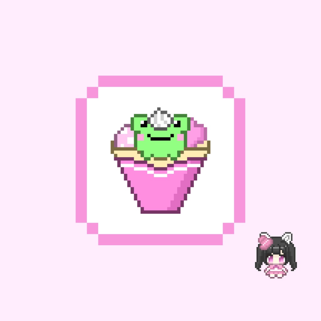 Twitch・YouTube対応 カエルのクレープのドット絵サブスクバッジ メンバーシップバッジ