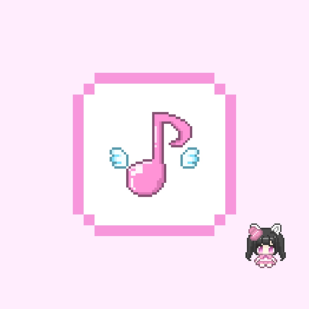 Twitch・YouTube対応 音符とはねのドット絵サブスクバッジ メンバーシップバッジ