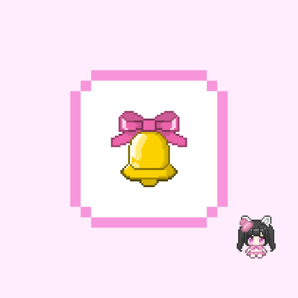 Twitch・YouTube対応 リボンとベルのドット絵サブスクバッジ メンバーシップバッジ