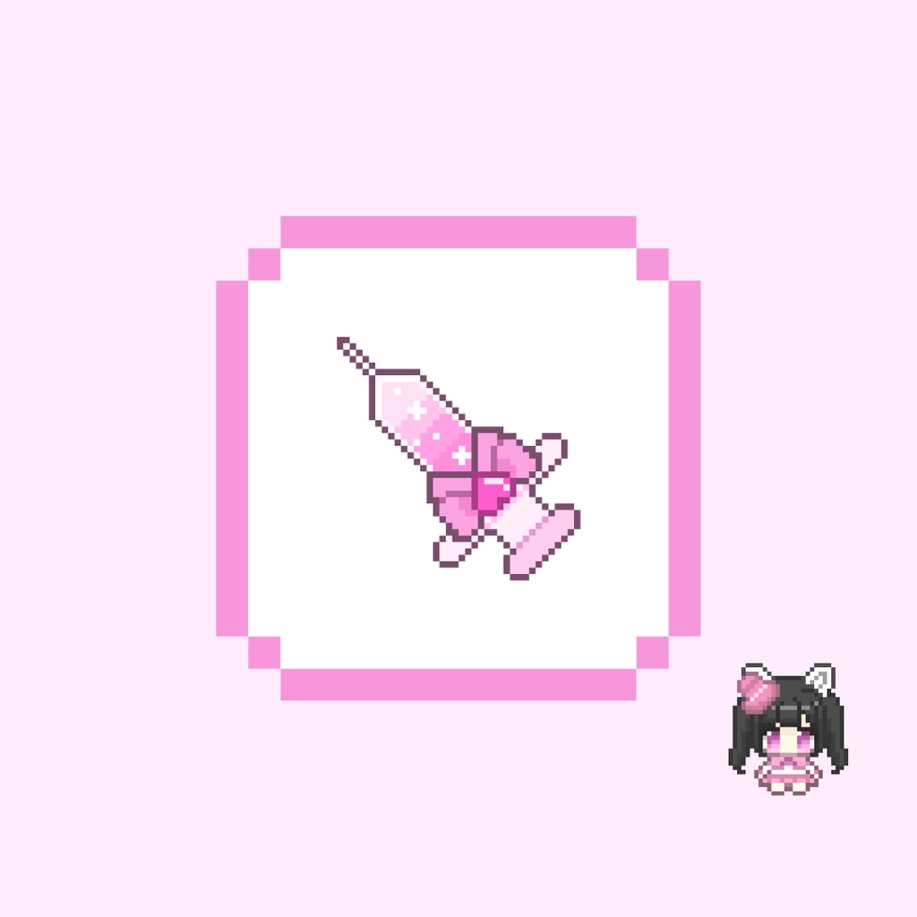 Twitch・YouTube対応 リボン注射器のドット絵サブスクバッジ メンバーシップバッジ