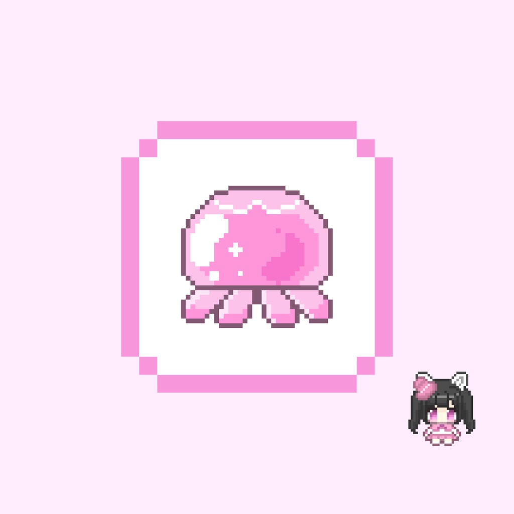 Twitch・YouTube対応 カラフルなクラゲのドット絵サブスクバッジ メンバーシップバッジ