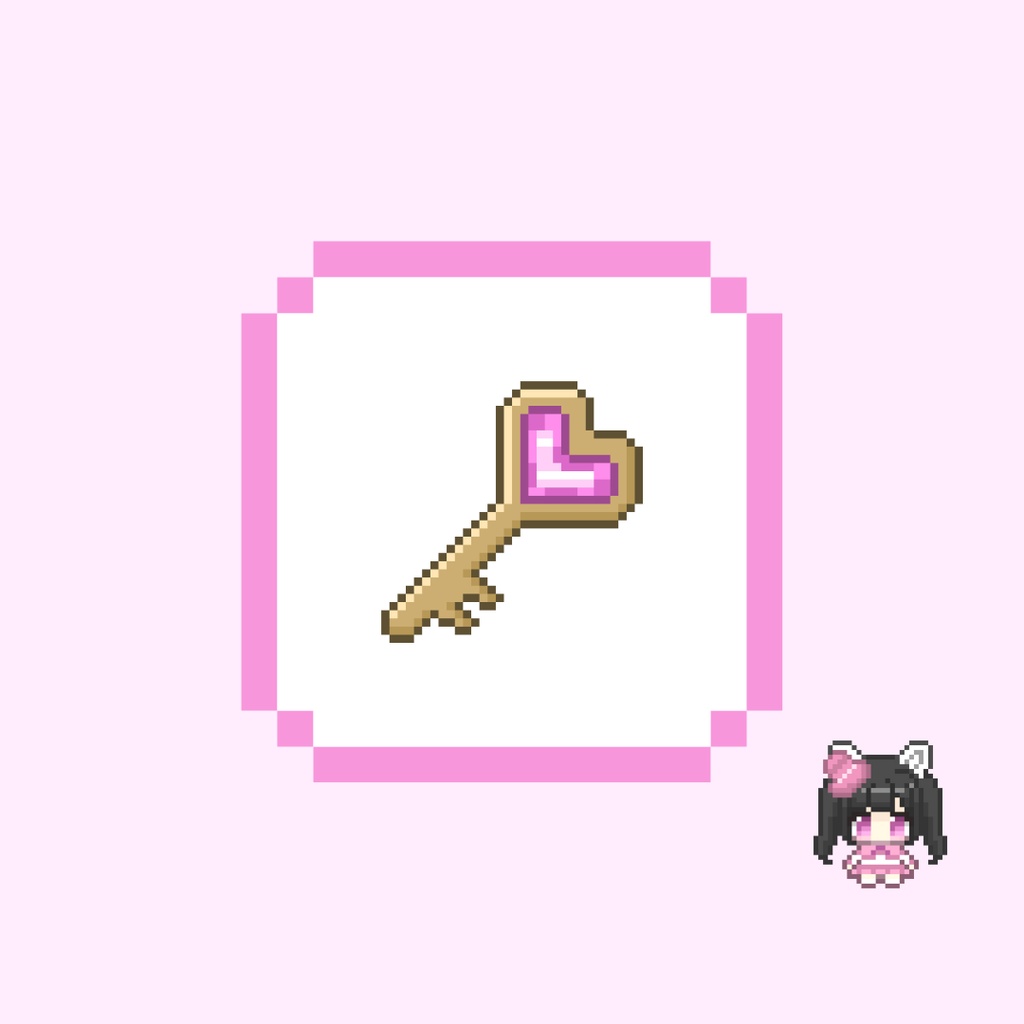 Twitch・YouTube対応 ハートの宝石の鍵のドット絵サブスクバッジ メンバーシップバッジ