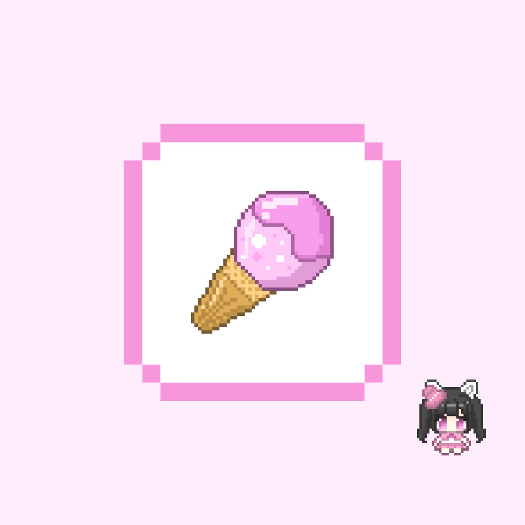 Twitch・YouTube対応 シンプルなアイスのドット絵サブスクバッジ メンバーシップバッジ