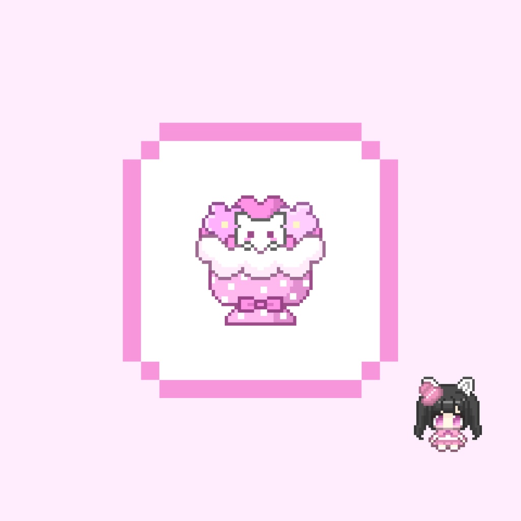 Twitch・YouTube対応 花束とねこのドット絵サブスクバッジ メンバーシップバッジ