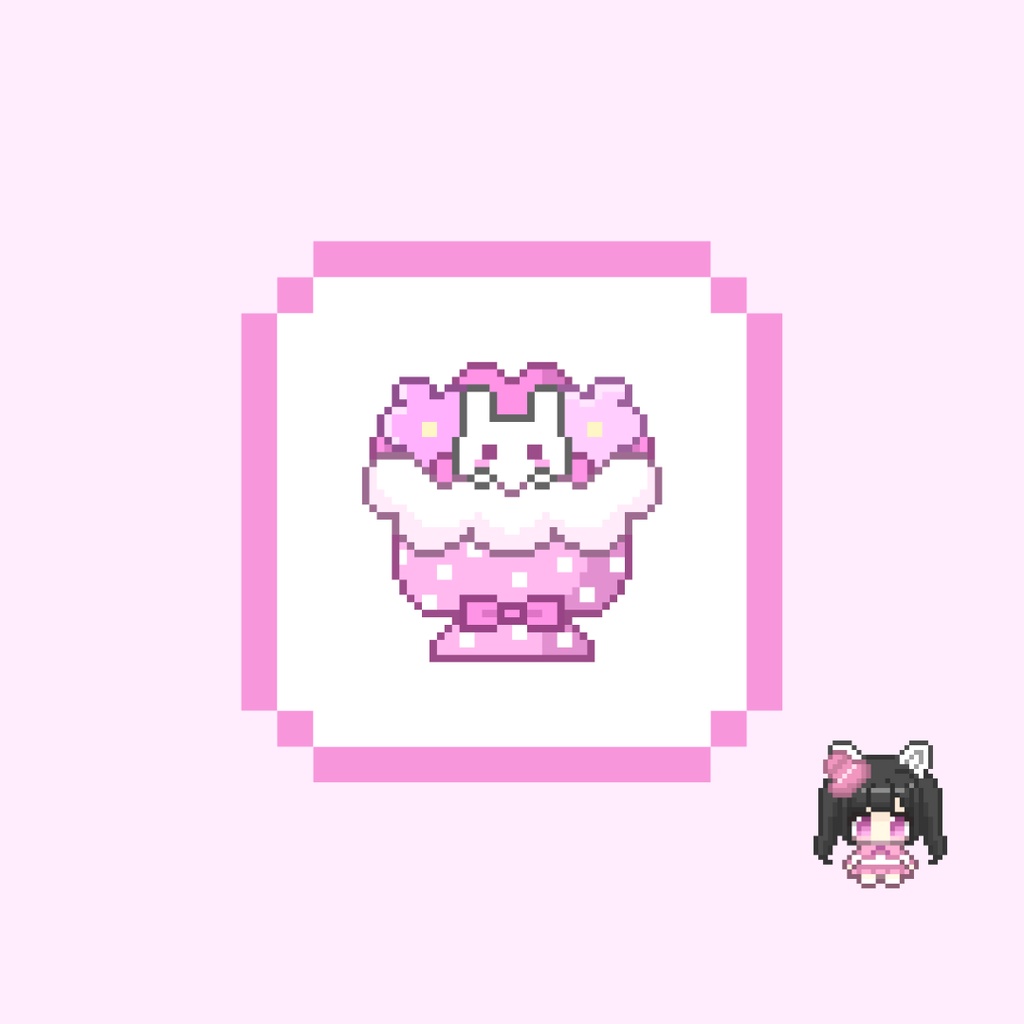 Twitch・YouTube対応 花束とうさぎのドット絵サブスクバッジ メンバーシップバッジ