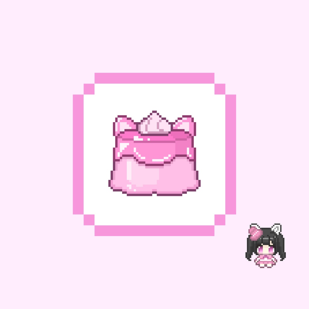 Twitch・YouTube対応 猫耳プリンのドット絵サブスクバッジ メンバーシップバッジ