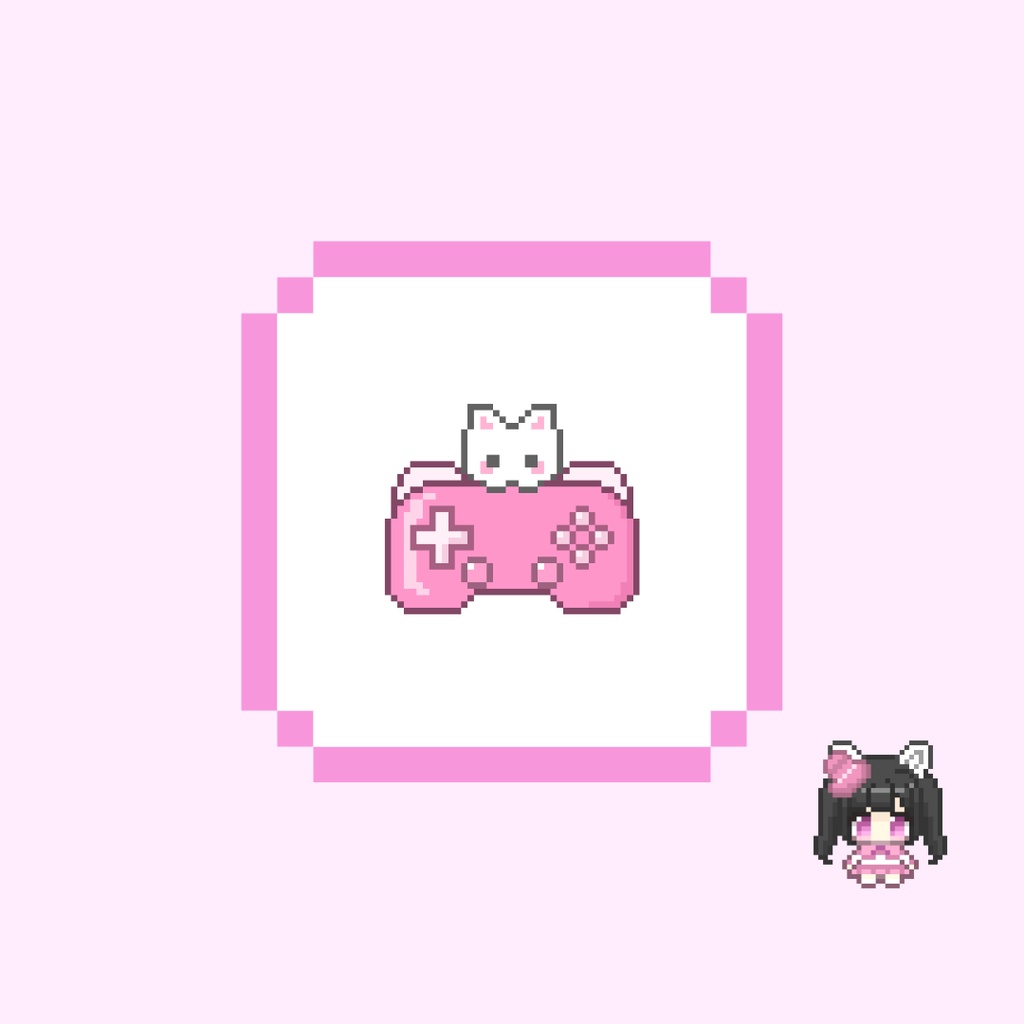 Twitch・YouTube対応 ねことコントローラーのドット絵サブスクバッジ メンバーシップバッジ