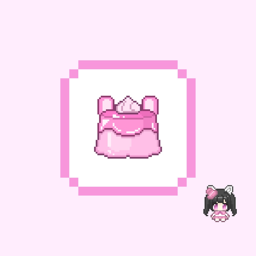 Twitch・YouTube対応 うさ耳プリンのドット絵サブスクバッジ メンバーシップバッジ