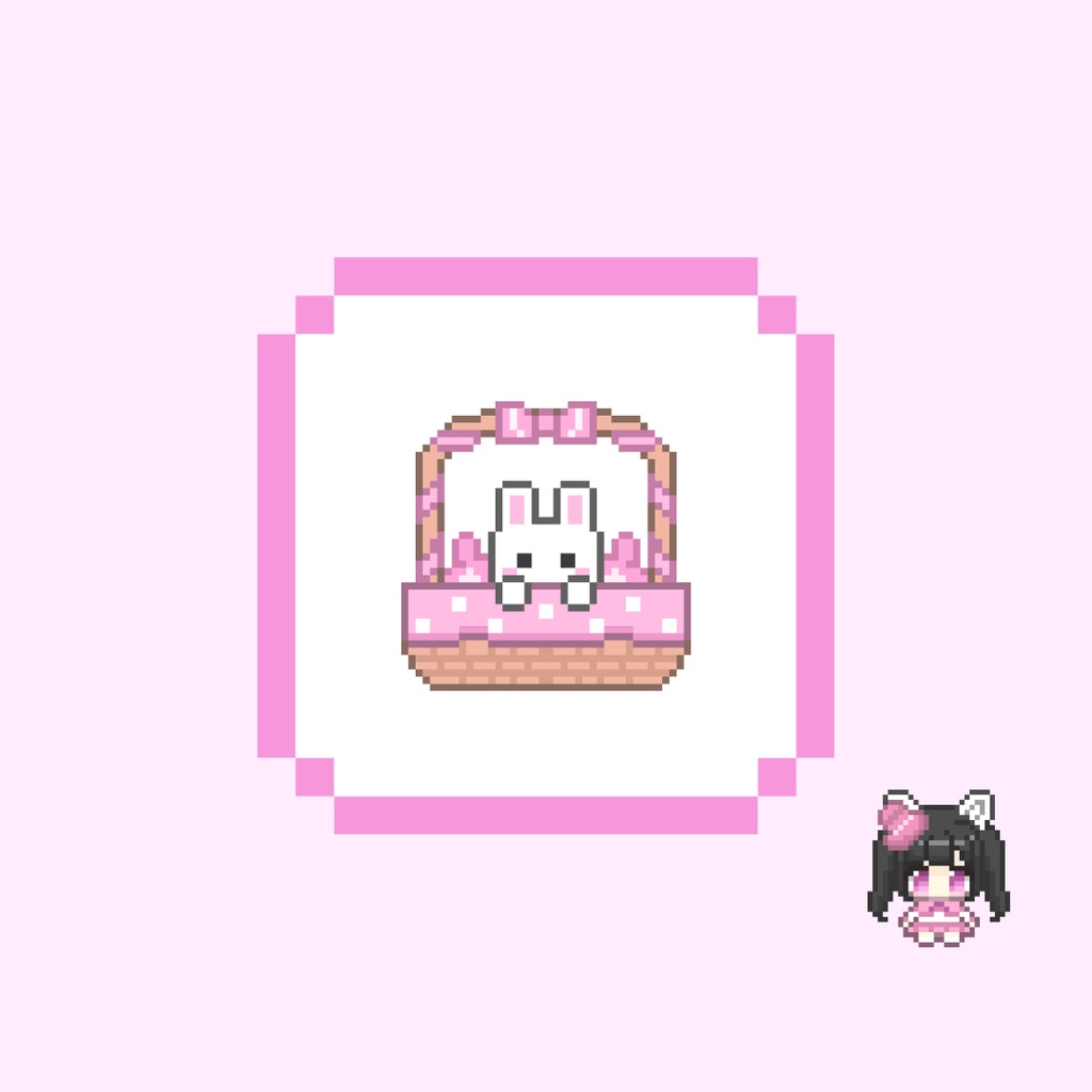 Twitch・YouTube対応 花籠うさぎのドット絵サブスクバッジ メンバーシップバッジ