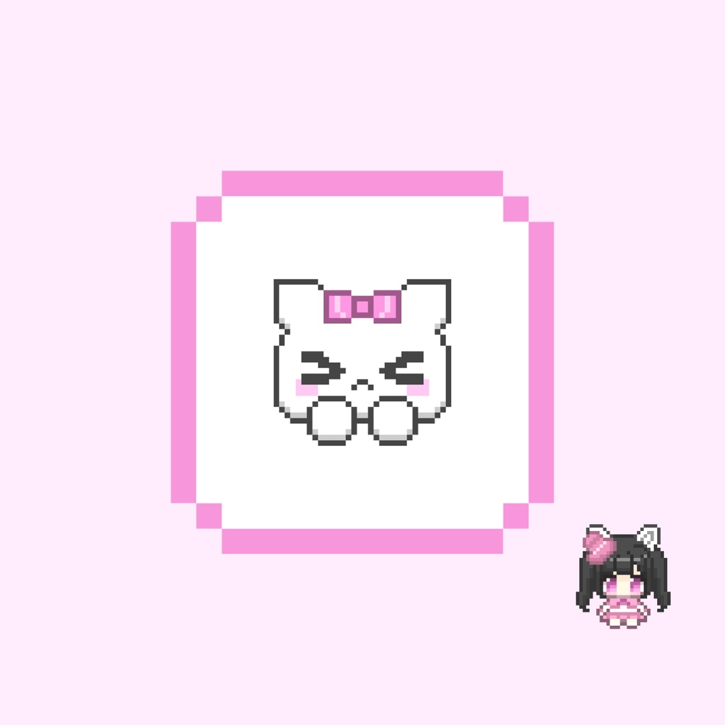 Twitch・YouTube対応 目を閉じた猫のドット絵サブスクバッジ メンバーシップバッジ